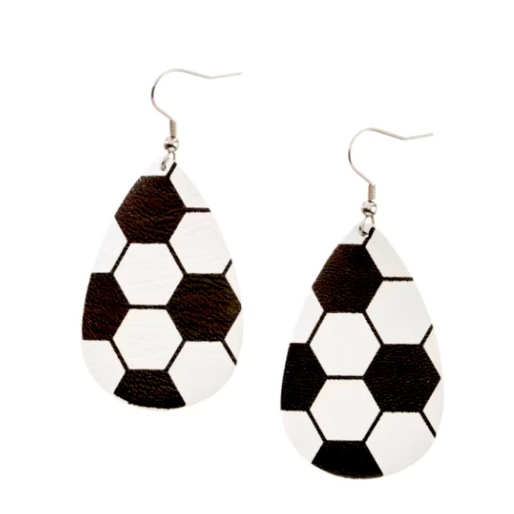 Amanda Blu Leather Soccer Ball Drop Earrings- NWT